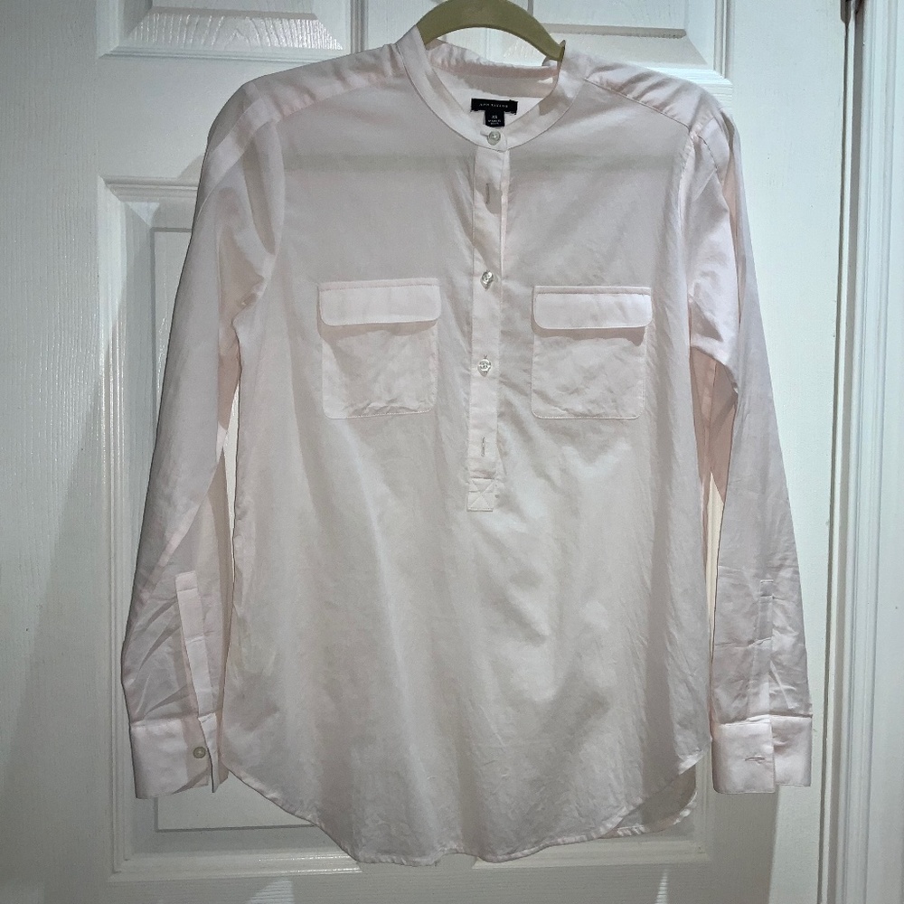 Ann Taylor pale pink tabbed sleeve cotton blouse Sz XL